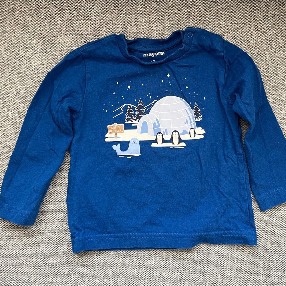 Mayoral igloo and winter scene long sleeve shirt, 12 months